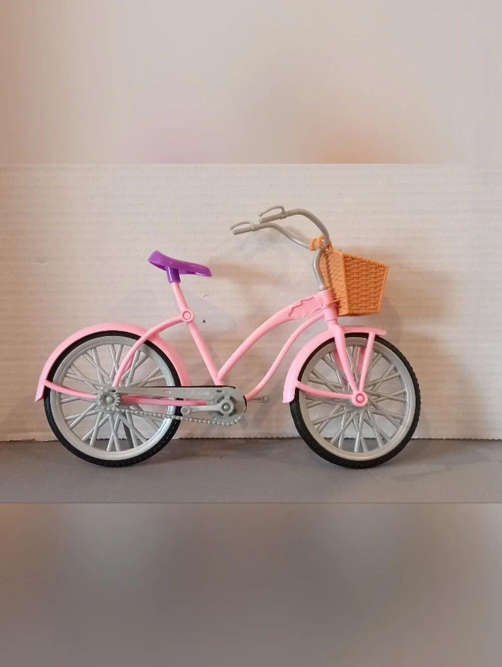 Barbie Pink Toy Bicycle with Purple Seat and Wicker Basket